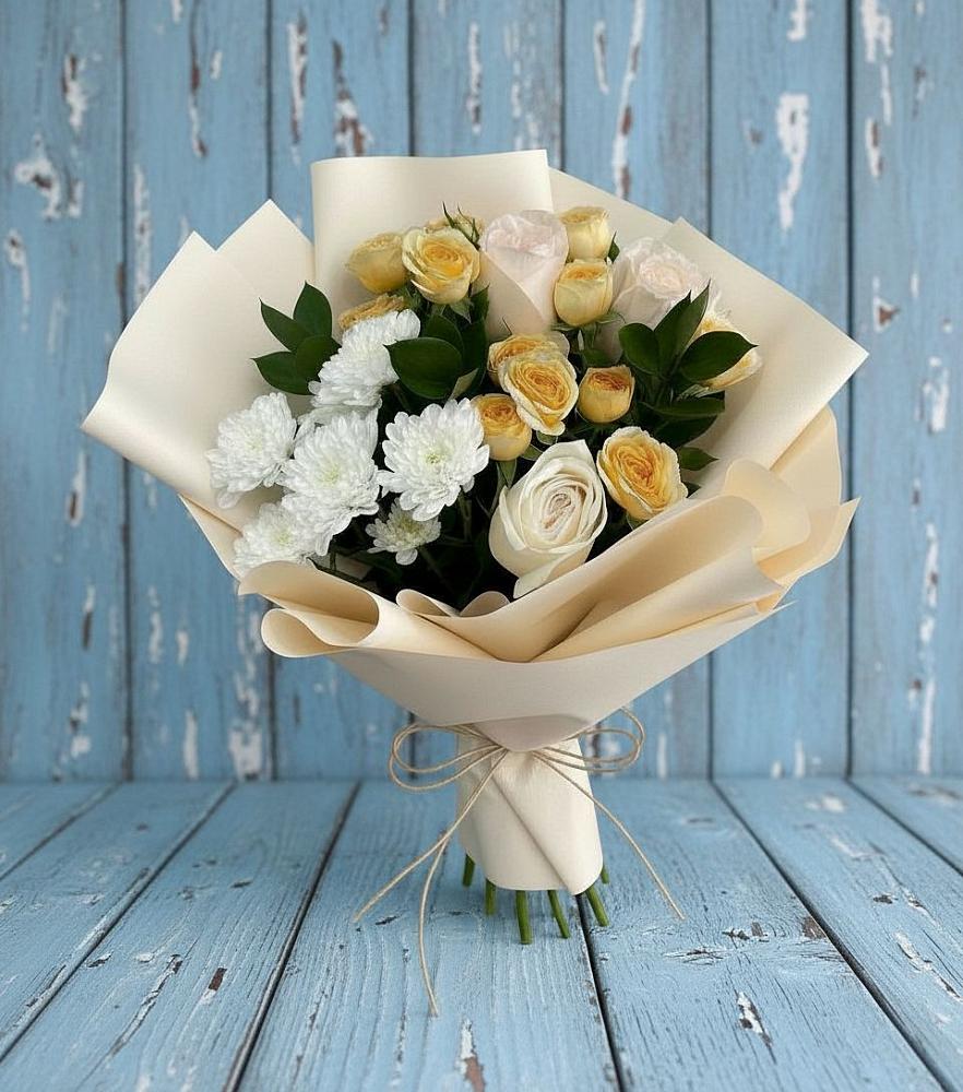 Букет цветов из: Розы и Хризантемы в Лямино