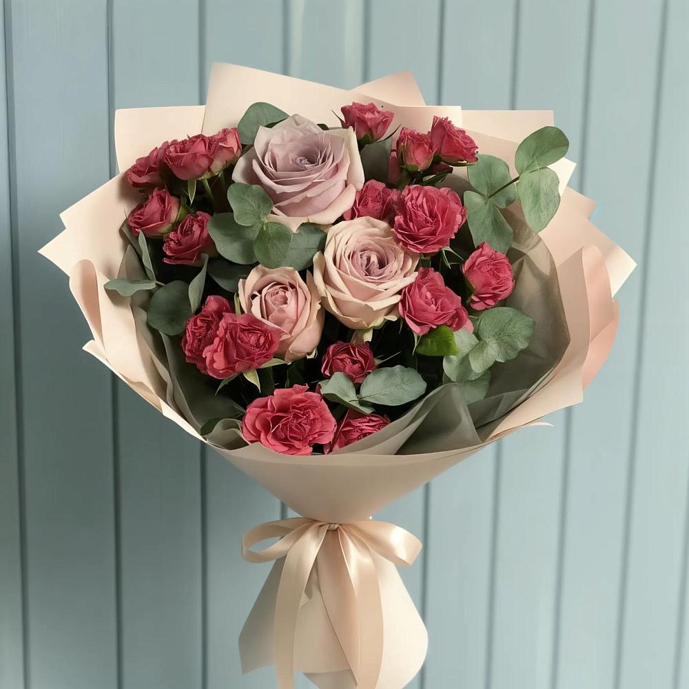 Букет цветов из: Гвоздики и Розы в Лямино