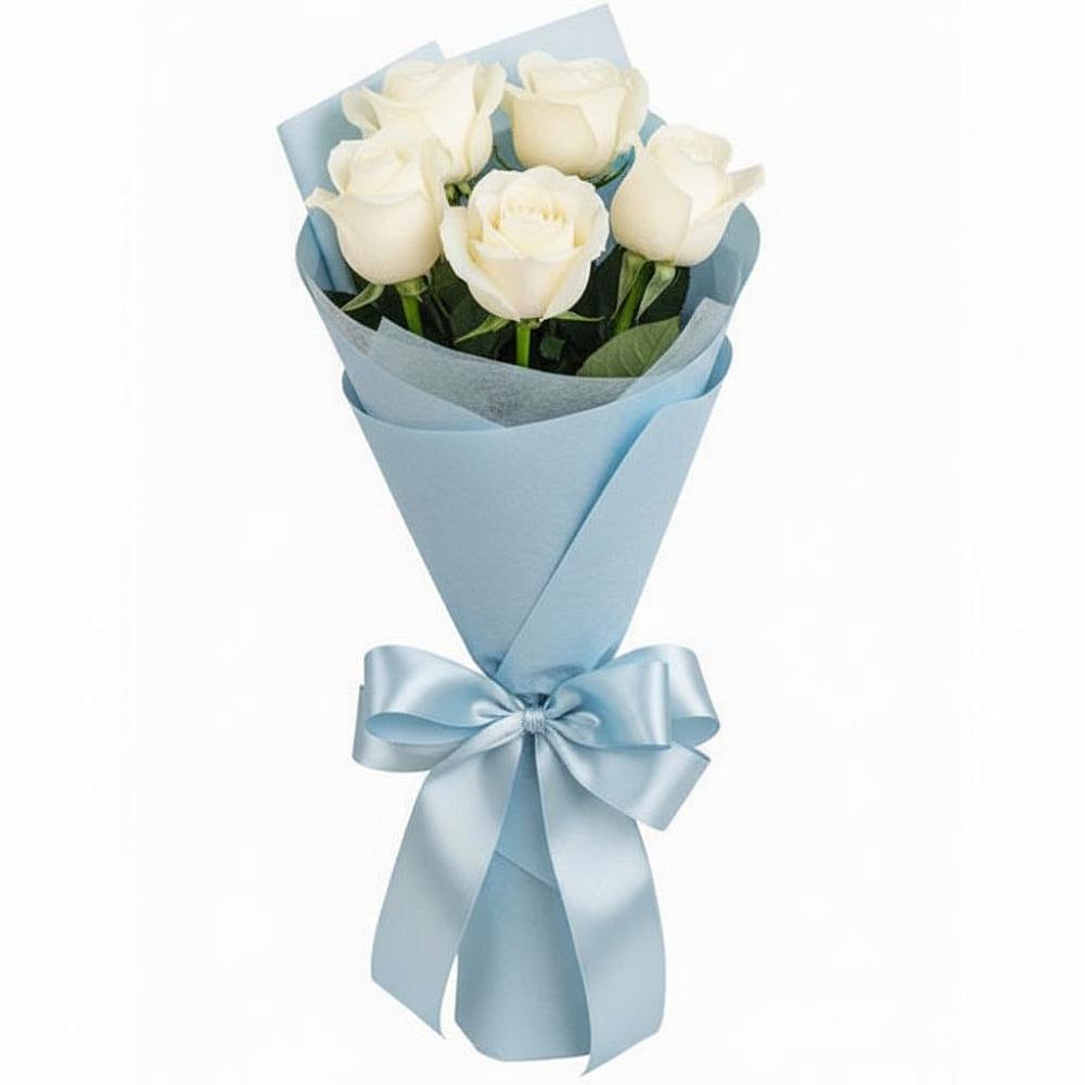 Букет 5 Белых роз Проуд в Лямино