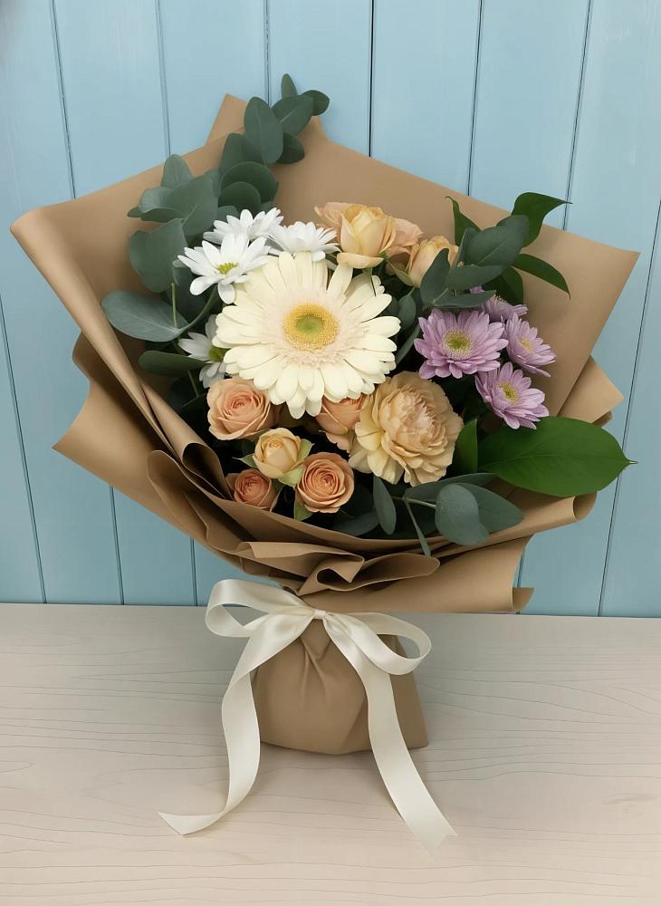 Букет цветов из: Герберы и Хризантемы в Лямино