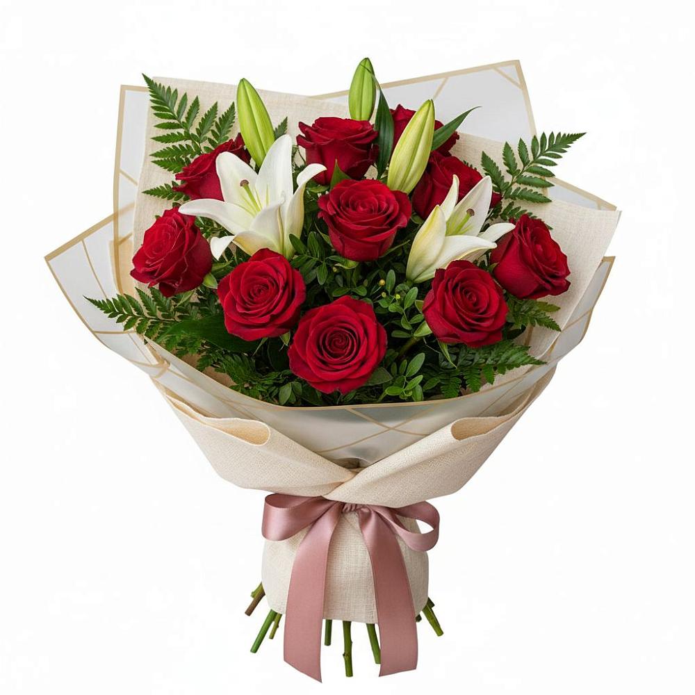 Букет цветов из: Лилии и Розы в Лямино