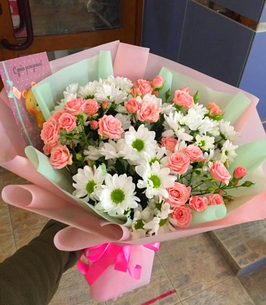 Букет цветов из: Розы и Хризантемы в Лямино