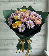 Букет цветов из:  Хризантемы и Розы в Лямино