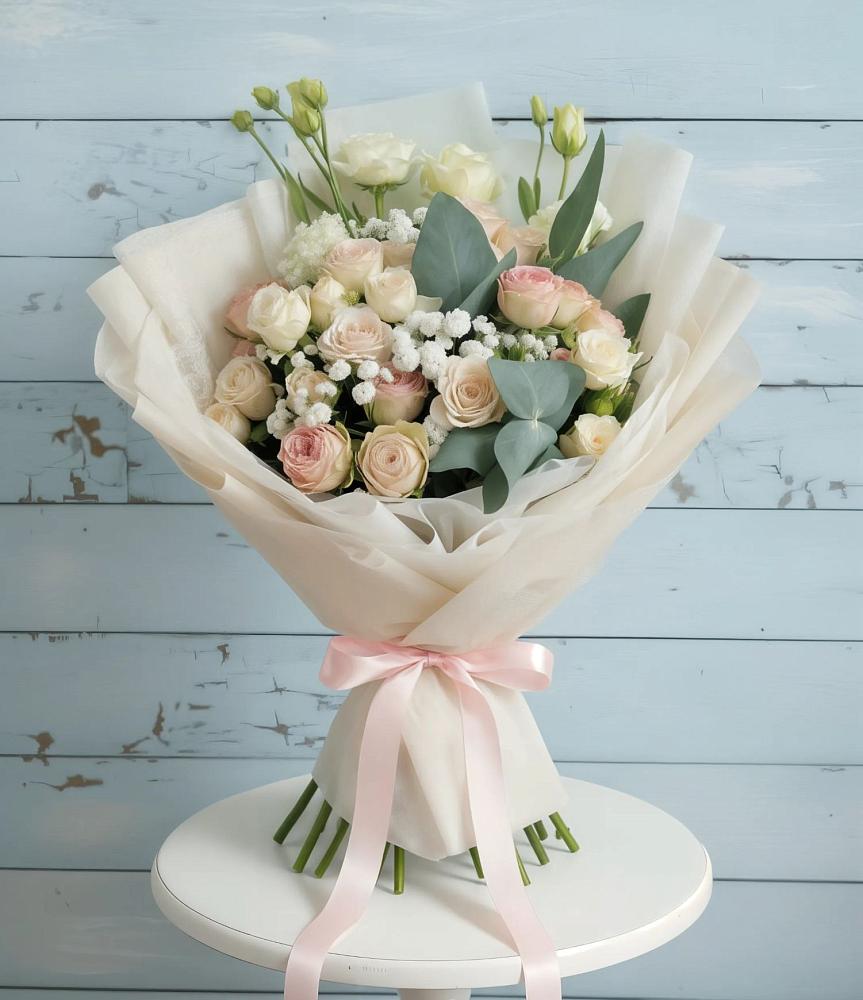 Букет цветов из: Розы и Лизиантусы в Лямино