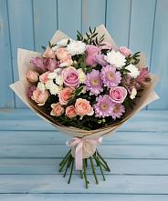 Букет цветов из:  Хризантемы, Розы и Альстромерии #REPLACE_PRED# Лямино