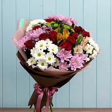 Букет цветов из:  Розы, Хризантемы и Альстромерии #REPLACE_PRED# Лямино
