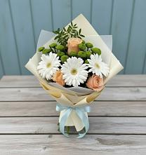Букет цветов из:  Герберы, Розы и Хризантемы в Лямино